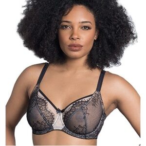 Fit Fully Yours Ava See-Thru Black Lace Underwire Bra size 32J